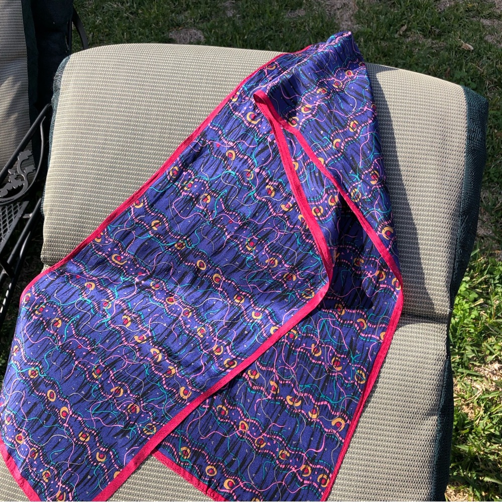 Silk Scarf Blue Pink 50x10